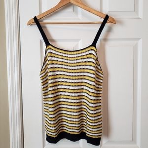 NWT Yellow Navy White Stripe Knit Top Women XL